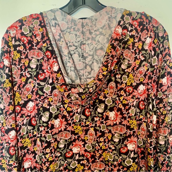 Cuddl Duds Softwear black floral stretch hooded button front cardigan / Robe M - Picture 4 of 6